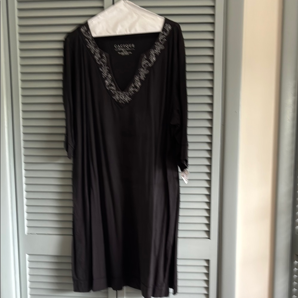 Cacique Black Dress with White Embroidery
